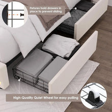 Load image into Gallery viewer, LED Bed Frame Charging Station and 4 Storage Drawers PU Upholstered Platform Bed