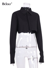 Load image into Gallery viewer, Flare Sleeve Asymmetry White Crop Top