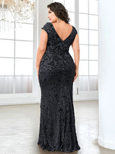 Load image into Gallery viewer, Plus Size Elegant Sequin Evening Dress
