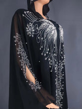 Load image into Gallery viewer, Bat Sleeve Abaya Diamond Kaftan Abaya