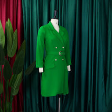 Load image into Gallery viewer, Notched Collar Full Sleeve Sashes Pleated Dress