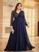 Load image into Gallery viewer, Luxury Chiffon Long Sleeve Evening Dress