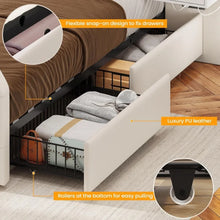 Load image into Gallery viewer, PU Leather Upholstered Bed with Charging Station & Led Lights