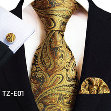Load image into Gallery viewer, Luxury Men's Ties with Pocket Square & Cufflinks