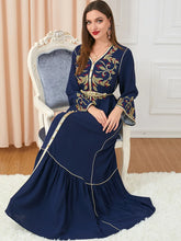 Load image into Gallery viewer, embroidered round neck abaya