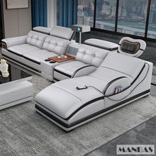 Load image into Gallery viewer, Bluetooth Speaker and Massage Italian Leather Sofa Set with USB & Cup Holder