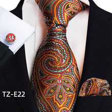 Load image into Gallery viewer, Luxury Men's Ties with Pocket Square & Cufflinks