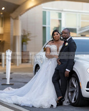 Load image into Gallery viewer, Beading Sequins and Pearls Plus Size Wedding Dress