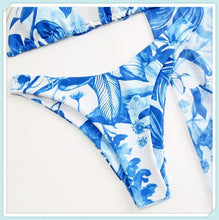 Load image into Gallery viewer, 3-Piece Floral Print Knot Front Bikinis