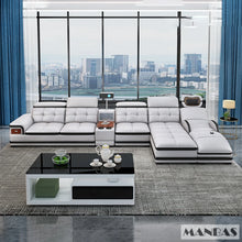 Load image into Gallery viewer, Bluetooth Speaker and Massage Italian Leather Sofa Set with USB & Cup Holder