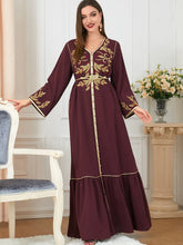 Load image into Gallery viewer, embroidered round neck abaya
