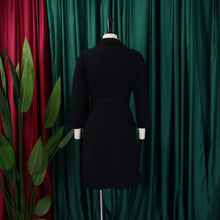 Load image into Gallery viewer, Notched Collar Full Sleeve Sashes Pleated Dress