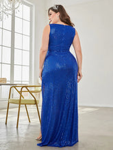 Load image into Gallery viewer, Elegant Sequined Slit Evening Dress