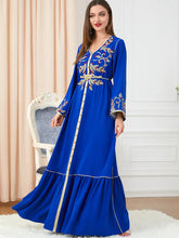 Load image into Gallery viewer, embroidered round neck abaya