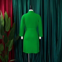 Load image into Gallery viewer, Notched Collar Full Sleeve Sashes Pleated Dress