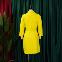 Load image into Gallery viewer, Notched Collar Full Sleeve Sashes Pleated Dress