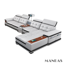 Load image into Gallery viewer, Bluetooth Speaker and Massage Italian Leather Sofa Set with USB & Cup Holder