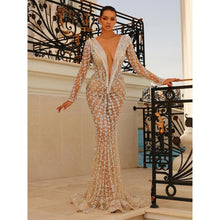 Load image into Gallery viewer, Backless Luxury Flower Appliques Mesh Gown