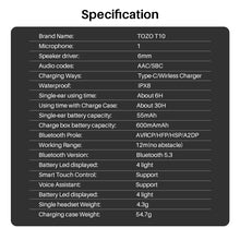 Load image into Gallery viewer, T10 Bluetooth 5.3 Earphones