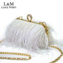 Load image into Gallery viewer, Designer Ostrich Fur Feather Clutch Bag
