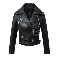 Load image into Gallery viewer, Black Animal Friendly Leather Jacket (Zippers & Belt)
