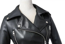 Load image into Gallery viewer, Black Animal Friendly Leather Jacket (Zippers & Belt)