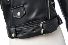 Load image into Gallery viewer, Black Animal Friendly Leather Jacket (Zippers & Belt)