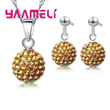 Load image into Gallery viewer, Silver Disco Sterling Earring Pendant Necklace Set