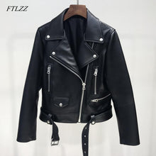 Load image into Gallery viewer, Black Animal Friendly Leather Jacket (Zippers & Belt)