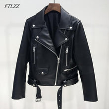 Load image into Gallery viewer, Black Animal Friendly Leather Jacket (Zippers & Belt)