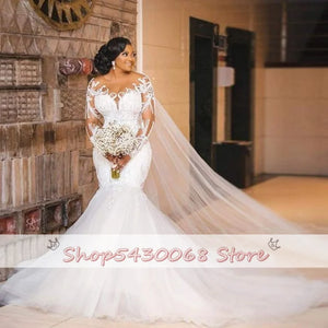 Long Sleeves Wedding Dresses African Sheer