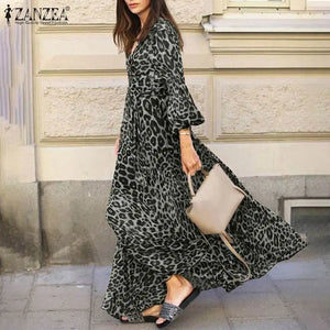 Long-Sleeve Leopard Dresses