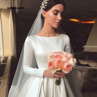 Vintage White Ivory Satin Wedding Dress