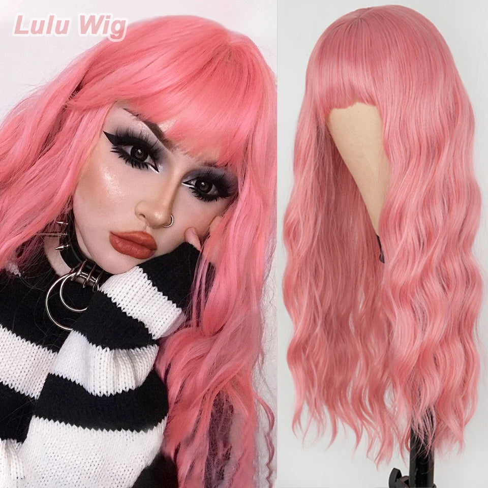 Synthetic Long Multi-Colour Curly Wig with Bangs