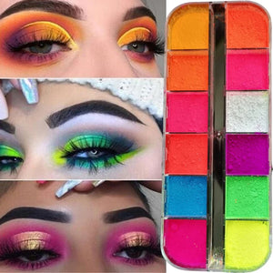 Matte Neon Fluorescent Pigment Eyeshadow Palette