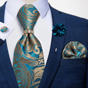 Men's Designer Tie Ring Hanky Cufflinks Set