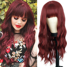 Load image into Gallery viewer, Synthetic Long Multi-Colour Curly Wig with Bangs
