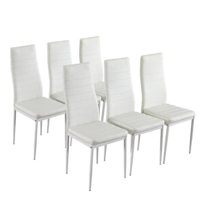 7 Piece Dining Table Set 6 Chairs Glass Metal