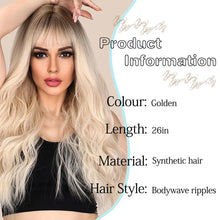 Load image into Gallery viewer, Blonde Curly Synthetic Wig with Bangs
