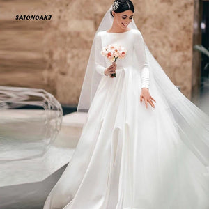 Vintage White Ivory Satin Wedding Dress