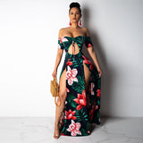 Sexy Floral Long Slit Dresses