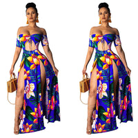 Sexy Floral Long Slit Dresses
