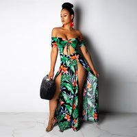Sexy Floral Long Slit Dresses