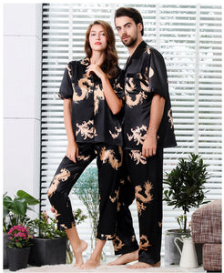 Couple Silk Satin Pajamas