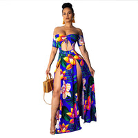 Sexy Floral Long Slit Dresses