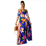 Sexy Floral Long Slit Dresses