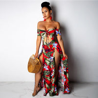 Sexy Floral Long Slit Dresses