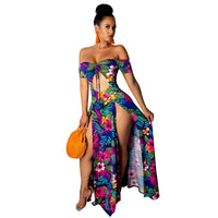 Sexy Floral Long Slit Dresses