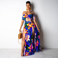Sexy Floral Long Slit Dresses