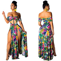 Sexy Floral Long Slit Dresses
